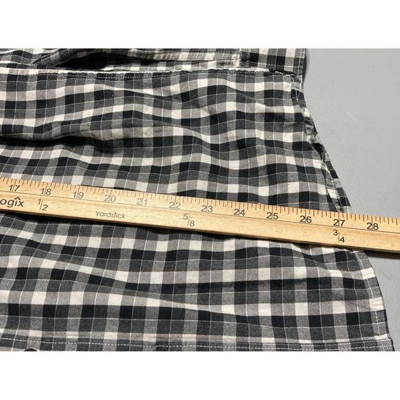 Kenneth Cole Mens Button-Up Shirt Black Plaid Long Sleeve Point Collar Pockets M - Picture 7 of 9